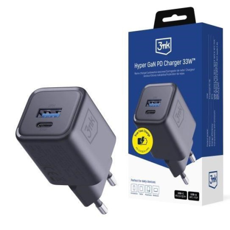 3mk napájecí adaptér Hyper Charger PD 33W GaN QC4+ PPS AFC FCP SCP 1A1C Black