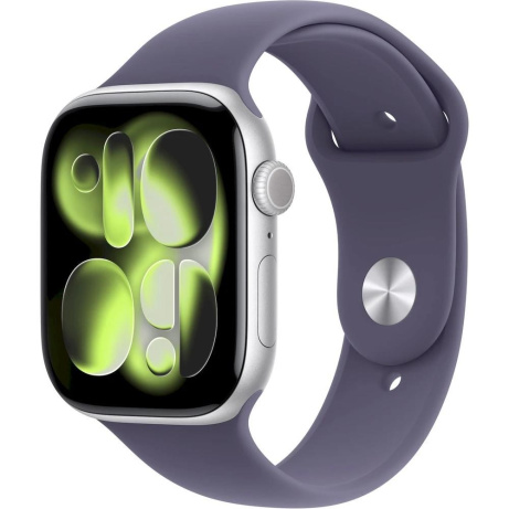 Apple Watch Series 11 GPS + Cellular 42mm Silver Aluminium Case with Purple Fog Sport Band - S/M