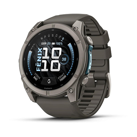 Garmin fenix® 9 – 43mm, Titanium se silikonovým řemínkem Pebble Gray