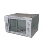 LEXI-Net 19" nástěnný rozvaděč 6U 600x450, nosnost 60 kg, skleněné dveře, rozložený, šedý