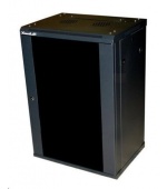 XtendLan 19" nástěnný rozvaděč 15U 600x450, nosnost 60 kg, skleněné kouřové dveře, rozložený, černý
