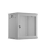 NÁSTĚNNÁ INSTALAČNÍ SKŘÍŇ 19" 12U 600X450 ŠEDÉ PERFOROVANÉ DVEŘE - PLOCHÉ BALENÍ