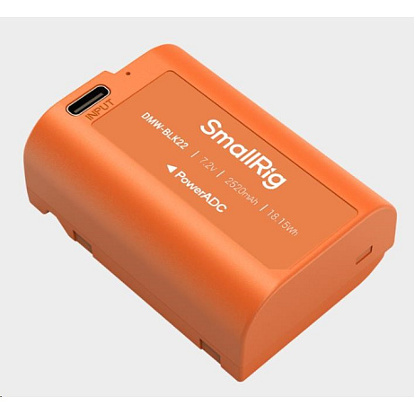 SmallRig 4979 Camera Battery USB-C Rechargeable DMW-BLK22 Orange