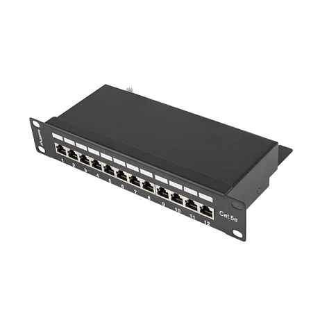 PATCH PANEL 12PORT 1U 10" CAT.5E FTP STÍNĚNÝ ČERNÝ LANBERG