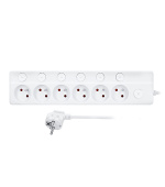 Solight 6z prodlužovací přívod, 3m, 3 x 1mm2, bílý, 6+1 vypínač