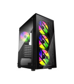 Fortron skříň Midi Tower CMT192, průhledná bočnice, ATX, 4x RGB větrák, černá