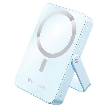 VERBATIM Powerbanka Charge 'n' Go, Magnetická, 10000 mAh, USB-C, Stojánek, Modrá