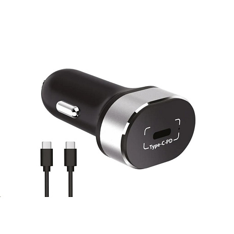WG - Autonabíječka 1x USB-C, PD 20 W, + kabel Type-C na Type-C, černá