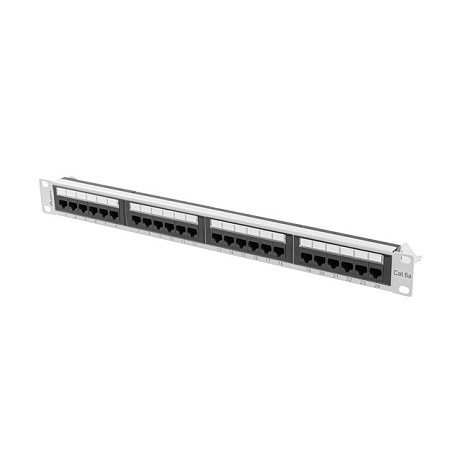 PATCH PANEL 24 PORTŮ 1U 19" CAT.6A UTP ŠEDÝ LANBERG
