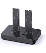 GEMBIRD dokovací stanice pro stolní počítače DD2-U3M2, USB-C, 2x M.2 SATA, NVMe SSD, černá