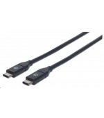 MANHATTAN USB 3.1 Gen2 Cable, Type-C Male / Type-C Male, 50 cm 3A, Black