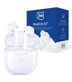3mk bezdrátová stereo sluchátka MovePods 5.4, stereo, nabíjecí pouzdro, bílá