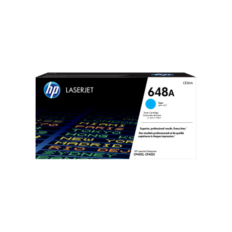 HP 648A Cyan LJ Toner Cart, CE261A (11,000 pages)