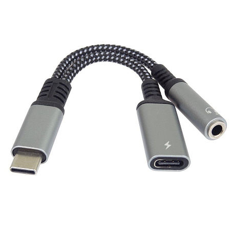 BAZAR - PremiumCord Redukce USB-C /3,5mm jack s DAC chipem + USB-C pro nabíjení 13cm - Poškozený obal (Komplet)