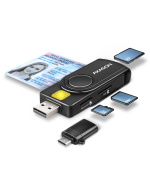 AXAGON CRE-SMP2A, USB-A PocketReader 4-slot čtečka Smart card (eObčanka) + SD/microSD/SIM