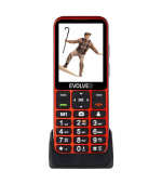 EVOLVEO EasyPhone LT, mobilní telefon pro seniory s nabíjecím stojánkem, červená
