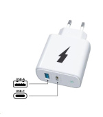 WG - Síťová nabíječka 2x USB 38W, 1x USB-C PD 20W + 1x USB-A QC 3.0 18W, bílá