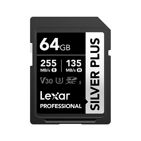 Lexar 64GB Pro SILVER PLUS SDXC C10 V30 U3