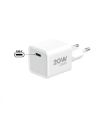 WG - Síťová nabíječka GaN 1x USB-C, PD 20W, 5V-9V-12V, bílá
