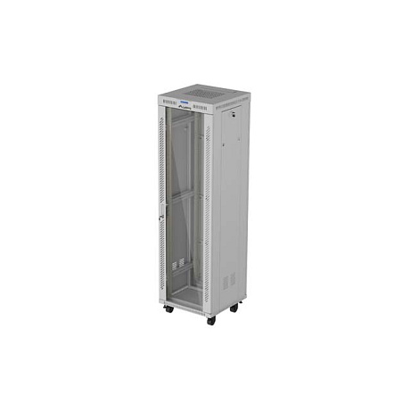 19" VOLNĚ STOJÍCÍ RACKOVÁ SKŘÍŇ 42U 600X600 ŠEDÉ SKLENĚNÉ DVEŘE LCD LANBERG (FLAT PACK) V2