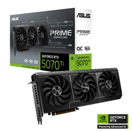 ASUS VGA NVIDIA GeForce RTX 5070 Ti PRIME 16GB OC, 16GB GDDR7, 3xDP, 1xHDMI