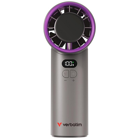 VERBATIM ruční ventilátor Cool 'n' Go Ice Touch, USB-C, šedá/fialová
