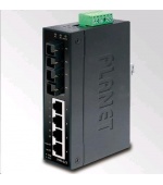Planet switch ISW-621T, průmysl.verze 4x10/100+2x100BaseFX (SC) MM 2km, DIN, IP30, -40 až 70°C, 12-48V