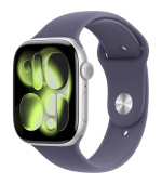 Apple Watch Series 11 GPS + Cellular 42mm Silver Aluminium Case with Purple Fog Sport Band - S/M