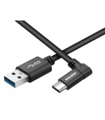 AVACOM datový a nabíjecí kabel USB - USB Type-C, 100cm, konektor v úhlu 90°, černý