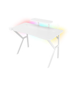 Genesis herní stůl Holm 320, RGB podsvícení, bílý, 120x60cm, 3xUSB 3.0, bezdrátová nabíječka