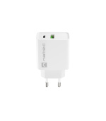 Universální nabíječka Natec RIBERA 20W 1X USB-A + 1X USB-C, bílá