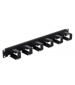 19" vyvazovací panel 1U 6x háček 70x27mm černý kov