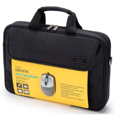 DICOTA Notebook bag Value Toploading 14-16 inch (mouse kit)
