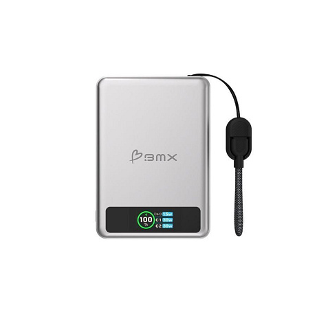 BMX SolidSafe™ 10K Solid-State Magnetic Power Bank, Silver