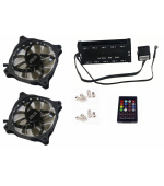 EUROCASE ventilátor RGB 120mm (FullControl spot Led), set 2ks + controller