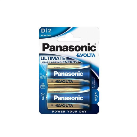 PANASONIC Alkalické baterie EVOLTA Platinum LR20EGE/2BP D 1,5V (Blistr 2ks)