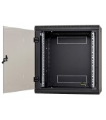 Nástěnný rack jednodílný 12U (š)600x(h)595 perforované dveře černý