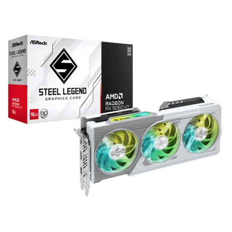 ASRock VGA AMD Radeon RX 9060 XT Steel Legend 16GB OC, RX 9060 XT, 16GB GDDR6, 2xDP, 1xHDMI