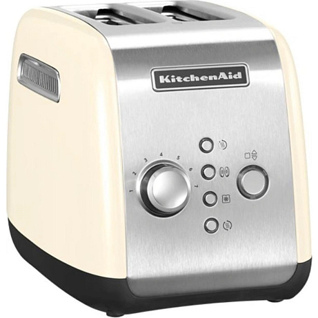 KitchenAid 5KMT221EAC topinkovač, 2 otvory, celokovový, 7 stupňů, udržování teploty, jednostranné opékání, krémový