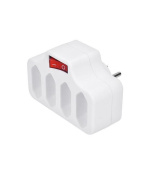 Solight rozbočka, 4 x 2,5A, bílá, vypínač
