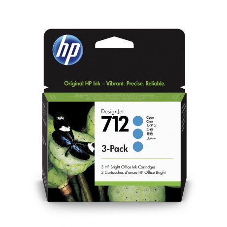 HP 712 Ink. náplň azurová, trojbalení, 3ED77A
