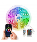 Solight Wifi Smart LED světelný pás, RGB, 5m, sada s adaptérem a dálkovým ovladačem
