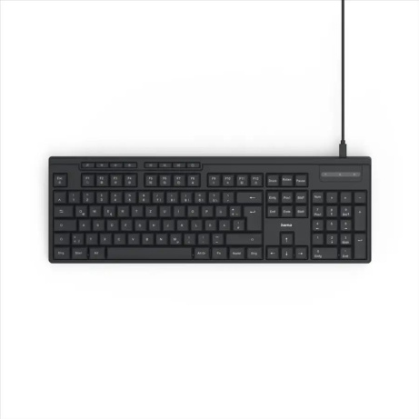 Hama klávesnice CK-200 káblová, 8 multimed. tlačidiel, čierna, QWERTZ CZ