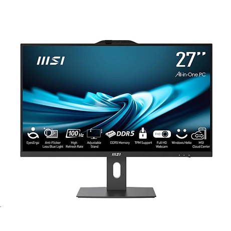 MSI PC AiO PRO AP272P 14M-1085XEU, Core i3 14100, 27" FHD, Anti-Glare, Non-Touch, 16GB, 512GB SSD, N/A, No OS, Black