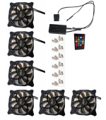 EUROCASE ventilátor RGB 120mm (spot Led), set 6ks + controller