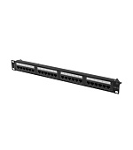 LANBERG PATCH PANEL 24 PORTŮ 1U 19" CAT.6A UTP ČERNÝ