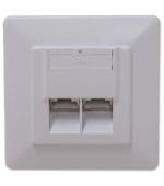 Zásuvka STP 2x RJ45 Cat6, duální svorkovnice, pod omítku
