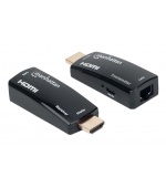 MANHATTAN HDMI Extender by Single Cat5e/6 up to 60m, Black, Retail Box
