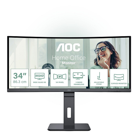 BAZAR - AOC MT VA LCD WLED 34" CU34P3CV - VA panel, 3440x1440, HDMI, DP, USB-C, 4xUSB 3.2, repro, vysk. stavitelny, zakr