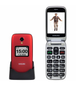EVOLVEO EasyPhone FS, vyklápěcí telefon 2.8" pro seniory s nabíjecím stojánkem (červená barva)